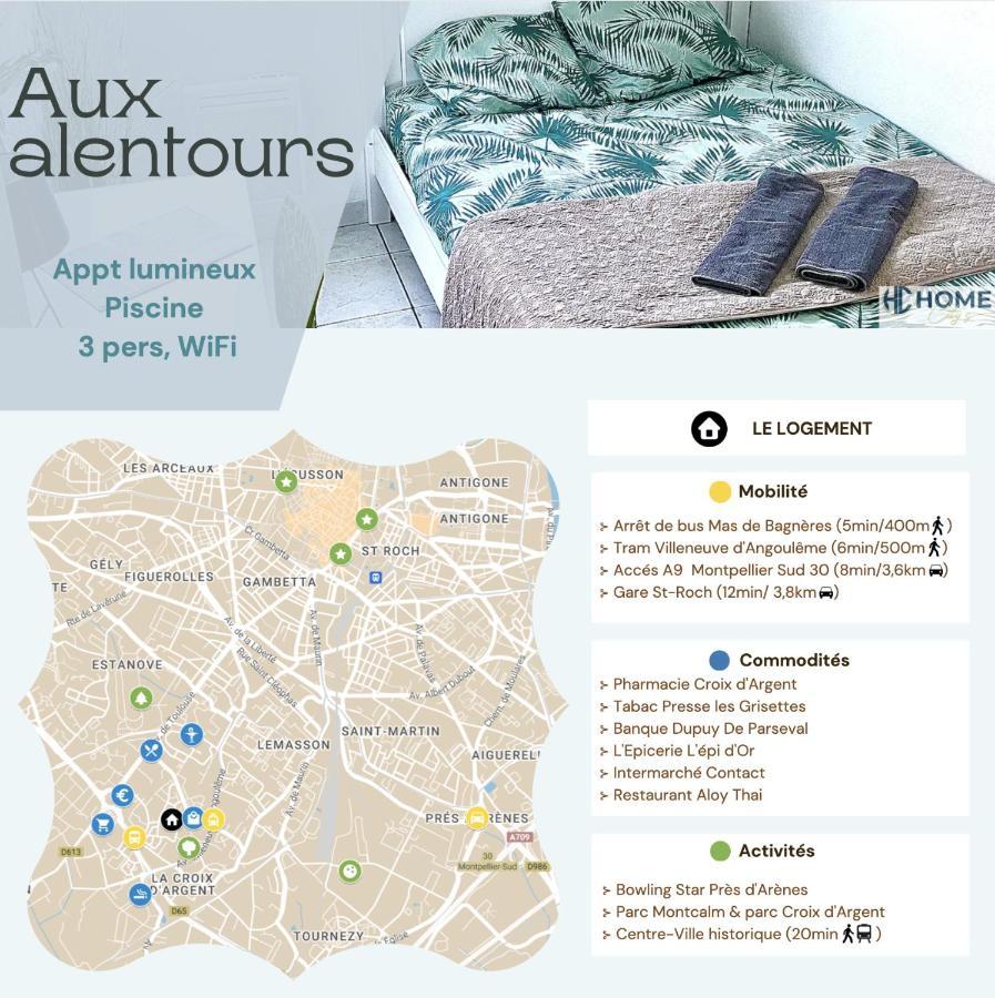 Appt Lumineux, Piscine, Wifi Apartment Montpellier Exterior photo